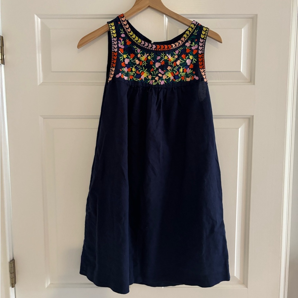 J crew Linen blend embroidered dress